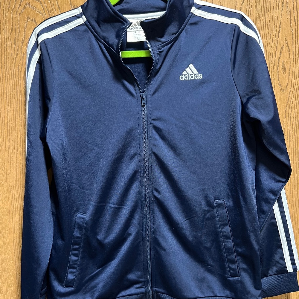 BIG KIDS ADIDAS TRACK JACKET/ NAVY/SIZE 14-16